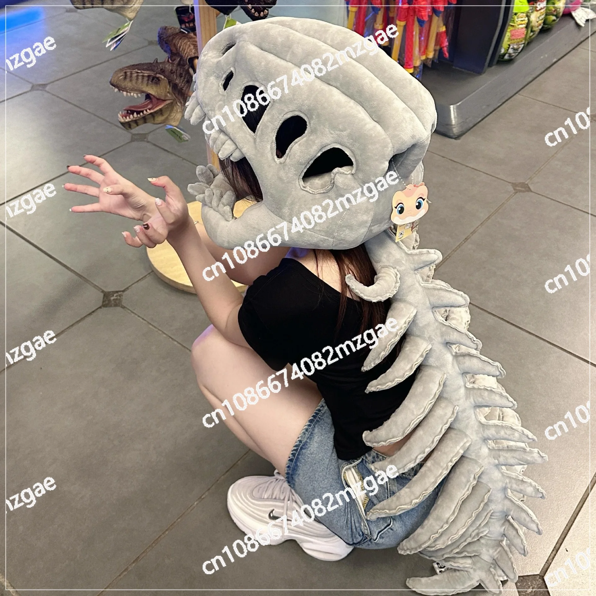 

Dinosaur skeleton hood dress up costume mask plush toy cosplay show