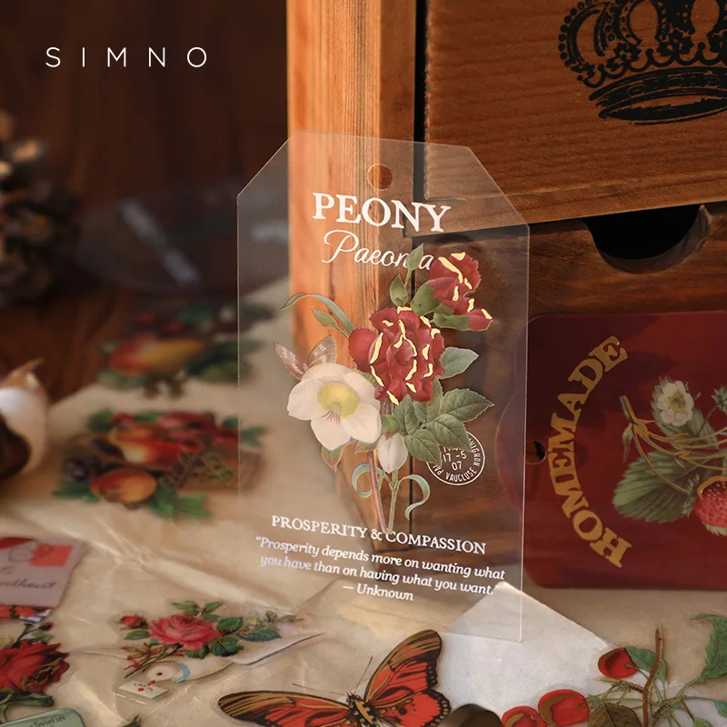 25pcs/pack Plants In The Valley Series Vintage Natures Bronzing Stickers Bag Transparent PVC Decorative Card DIY Material Bag