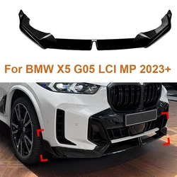 Dla BMW X5 G05 LCI MP 2023 + ABS czarne akcesorium przedni zderzak samochodowy przedni spojler dolny Splitter Protector flock Spoiler dyfuzor