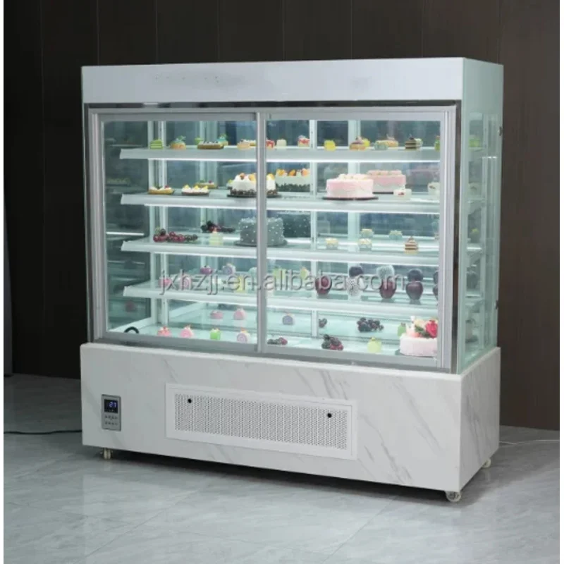 

Вертикальный холодильный шкаф-витрина с LED-подсветкой для кондитерских изделий, готовых блюд, фруктов и других продуктов.