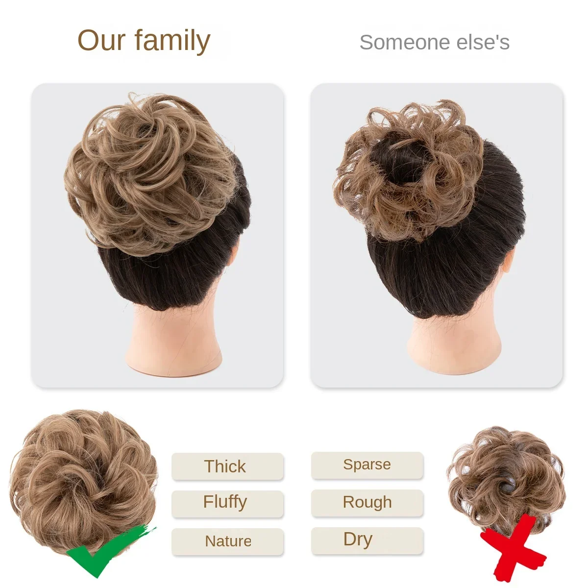 European and American synthetic Wig Women's Flower Bun Head Chemical Fiber Invisible Fluffy Natural Long Beard Fake Hair Band