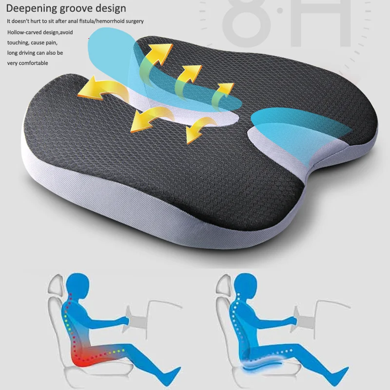 

Seat Cushion Non Slip Ergonomic Orthopedic Memory Foam Prostate Cushion Tailbone Coccyx Pain Relief Office Chair Car Hip Pad