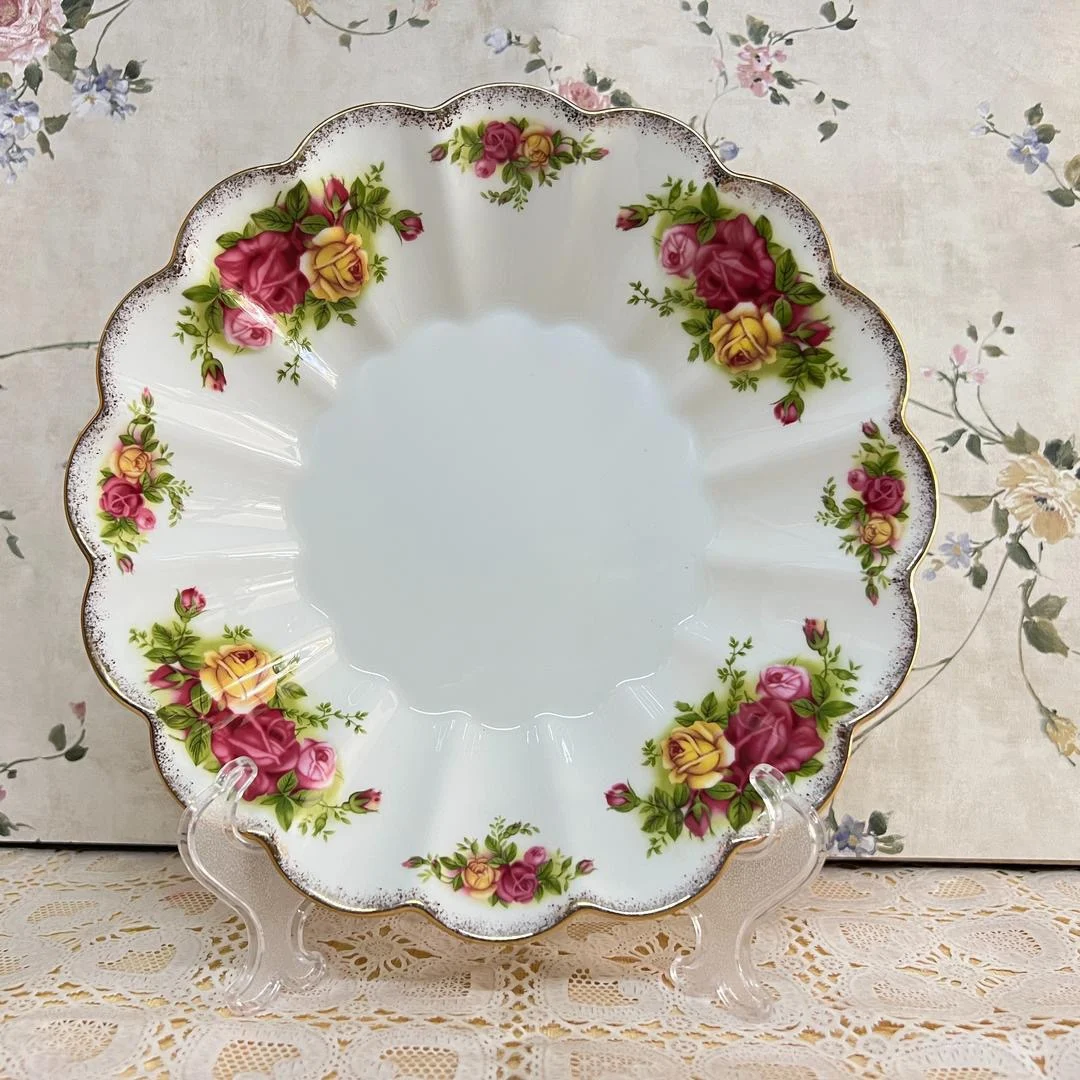 Bone China Handmade Rose Sun Fruit Plate Bone China Soup Rice Plate Household Porcelain Salad Plate