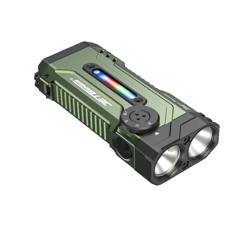 Jetbeam E28 EDC Tactical Flashlight 3300LM Rechargeable Power Bank with RGB/UV/LED Model Floodlight & Spotlight for Emergency