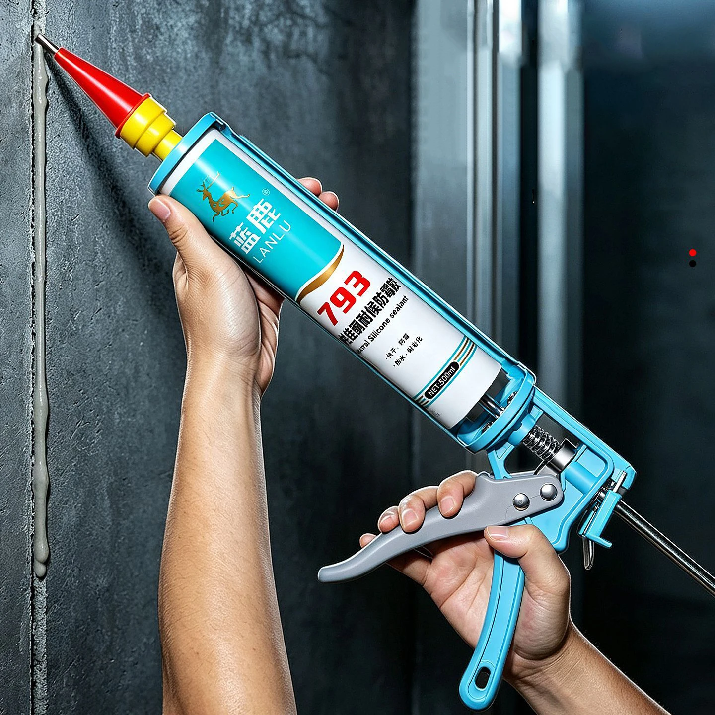 Manual Silicone Glass Glue Gun 360° Rotating Caulking Sealant Tool For Doors Windows Stainless Steel Filling Hand Tools DIY