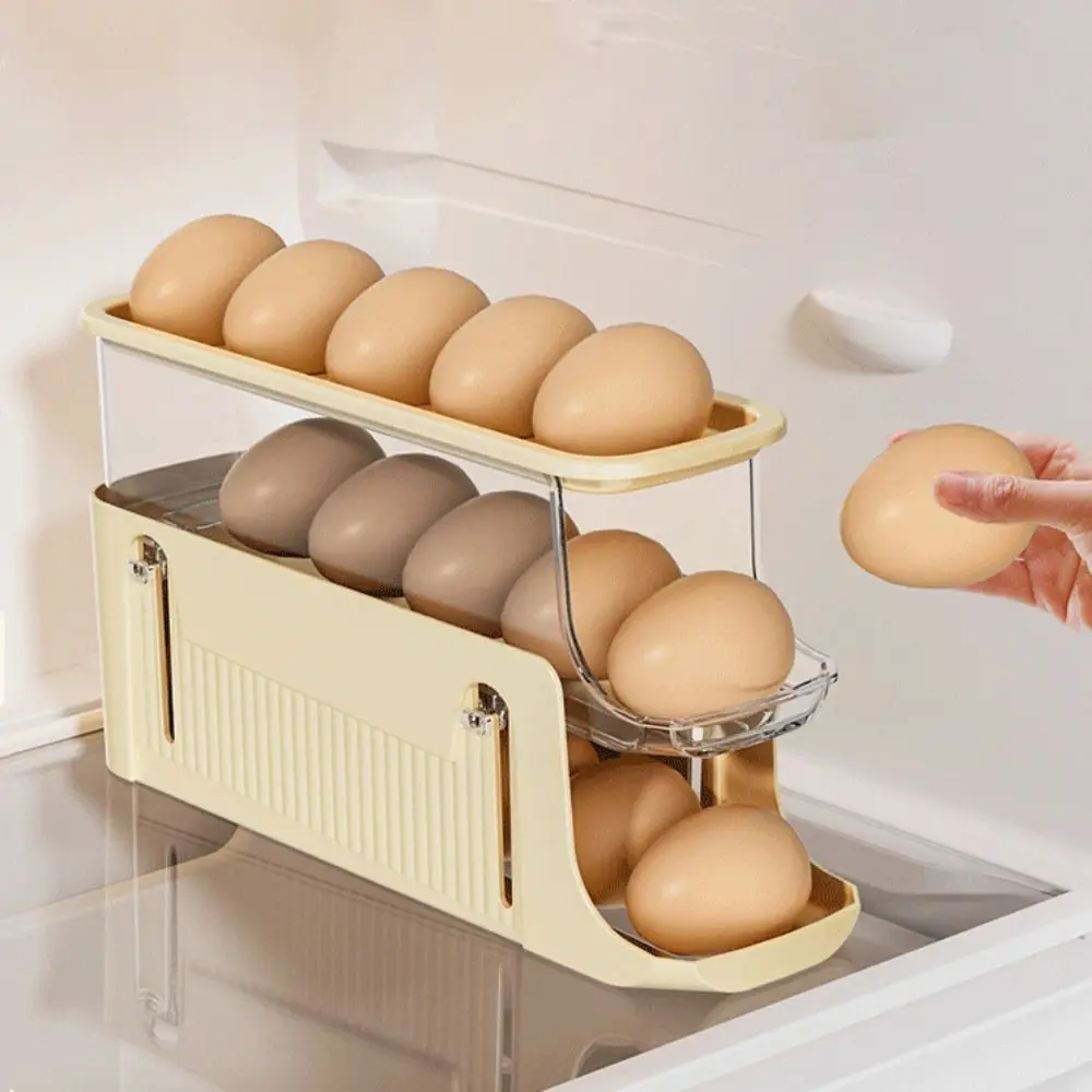

Practical Removable Automatic Rolling Egg Tray Stacking Slide Egg Holder Holds 17 Eggs Refrigerator Egg Holder Dining Table
