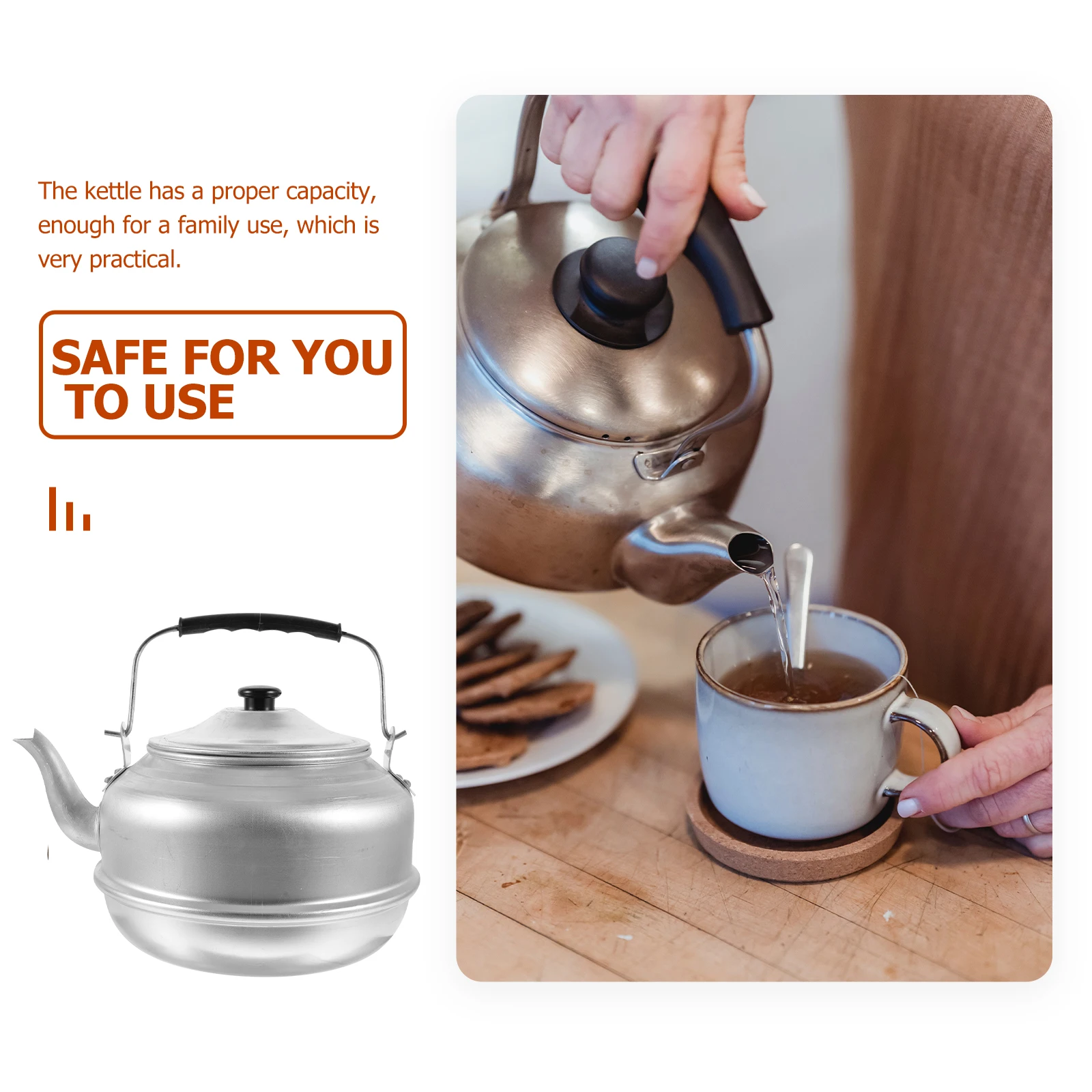 

Aluminum Large Capacity Water Kettle Stovetop Teapot Heat Resistant Family Use Coffee Pot Practical Household Tea