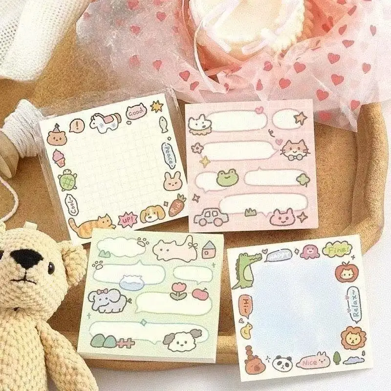 4PC Mix Kawaii Oil Painting Style Cartoon Kawaii Bubble Chat Sticky Notes Trendy and High-quality Student Ins Notebook Cute Gift