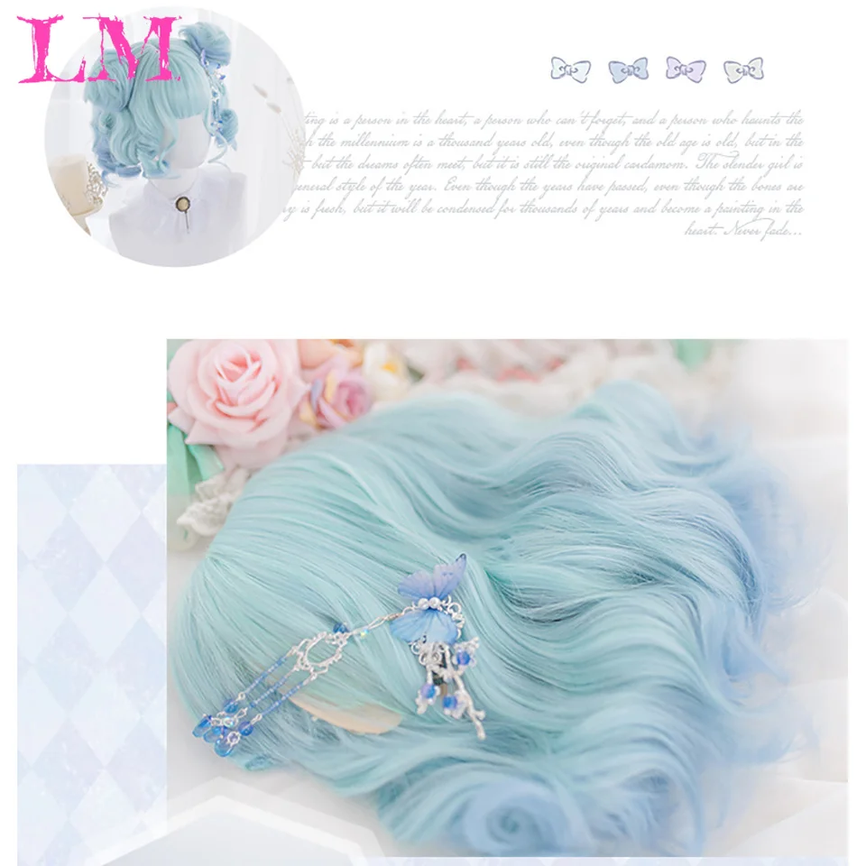 Blaue Ombre kurze Bob-Körperwelle-Synthetik-Perücken für Frauen, Natur-Synthet-Blond, Cosplay-Synthetik, natürliches Haar, Lolita-Pelus