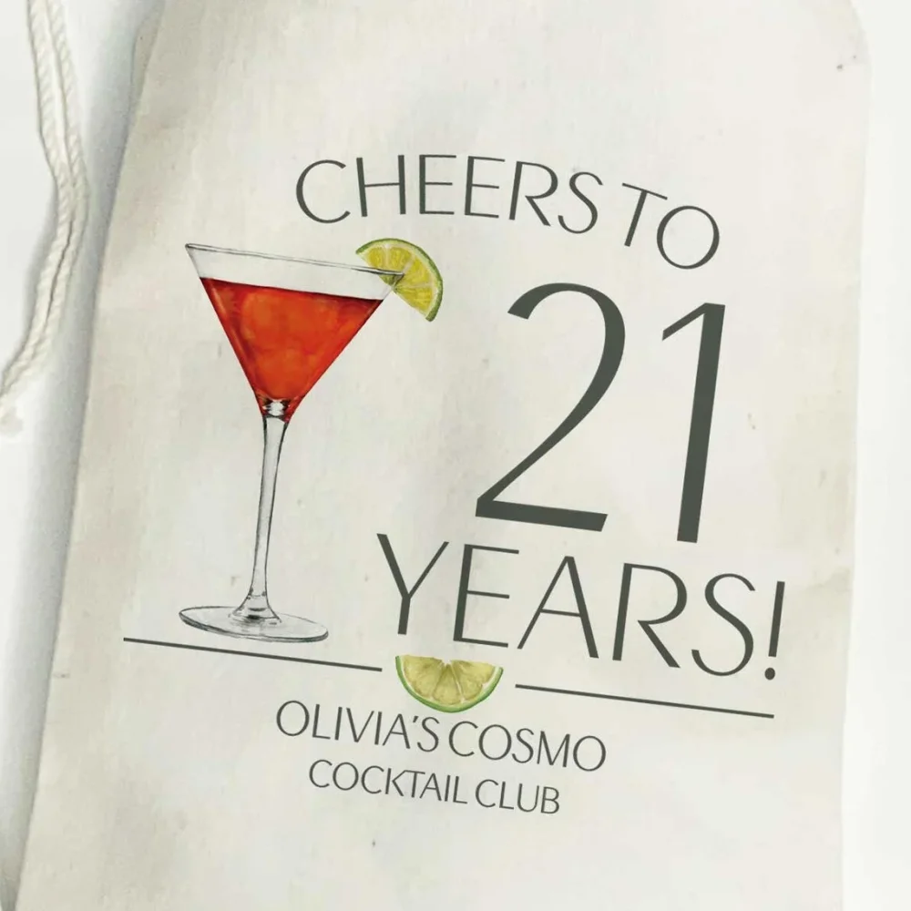 25Cosmopolitan Cocktail Bags ,Cheers to the Years Bags - Social Club Birthday Favors - New York Birthday Gift Bags -Party Favors