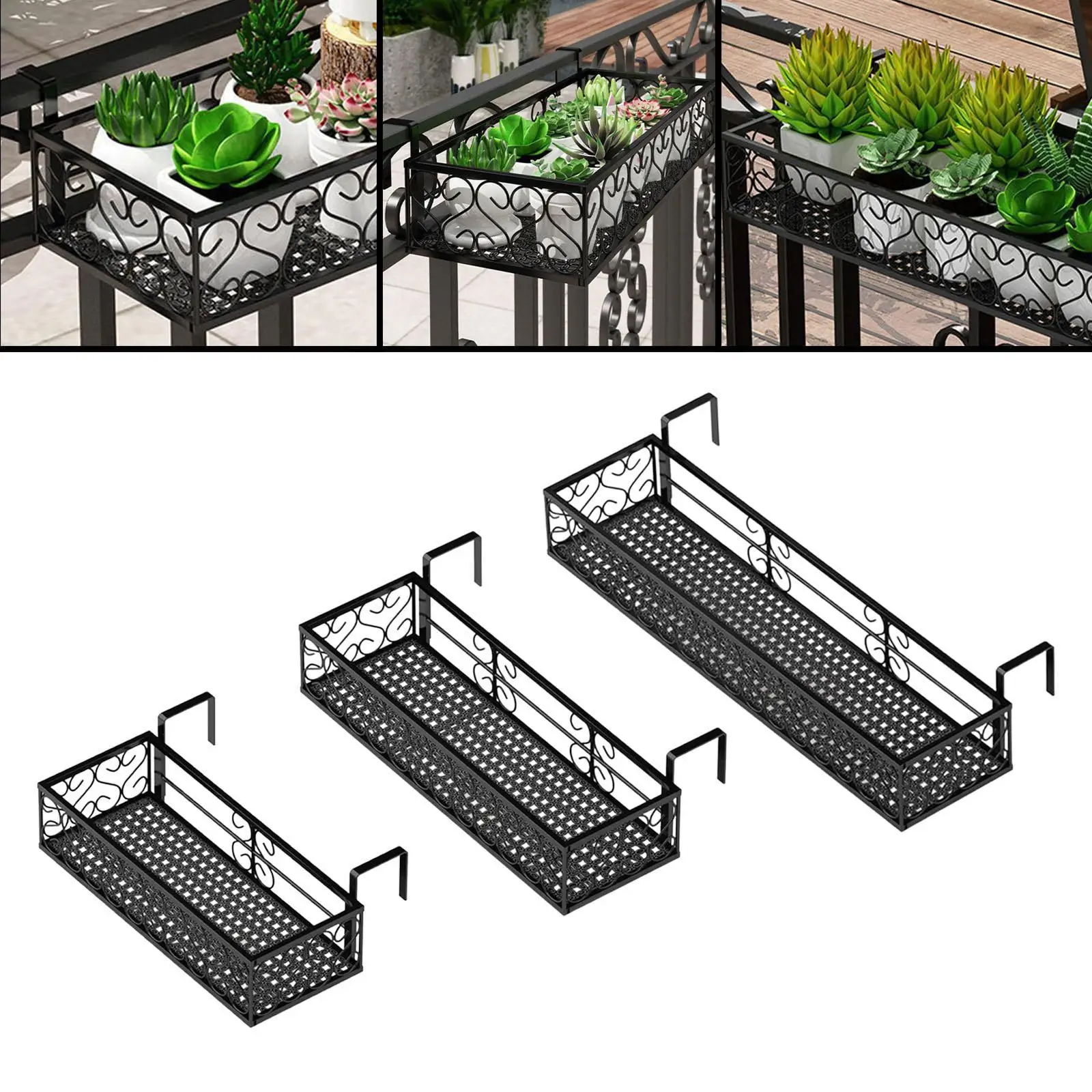 Hanging Railing Planter Shelf Basket Patio Railing Planter Shelf for Outdoor