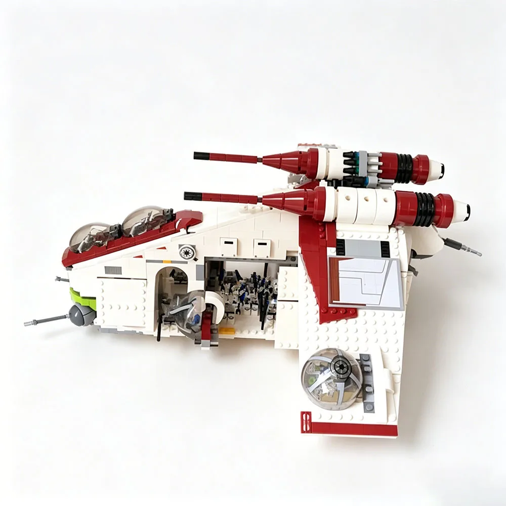 MOC Kreatives Bausteinset: Transportflugzeug, Republic Dropship, Gunship – Bausteine für Erwachsene, Geburtstagsgeschenke, Festliche Partygeschenke
