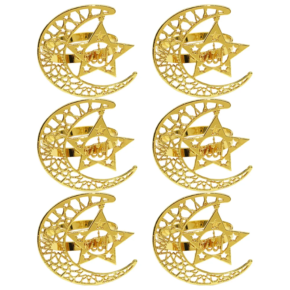 

6 Pcs Decorative Napkin Buckle Metal Holder Decoration Hotel Table Eid Alloy Banquet Ring