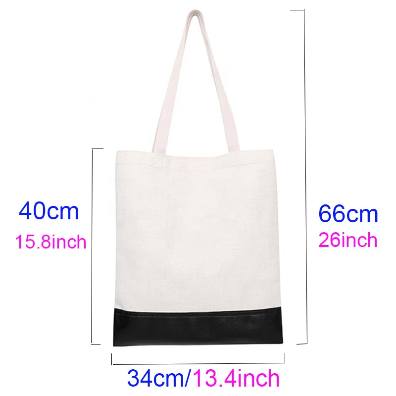 New Multi-color Thermal Sublimation Linen PU Leather Sole Shopping Bag Heat Transfer Blank For Printing Shopping Bag