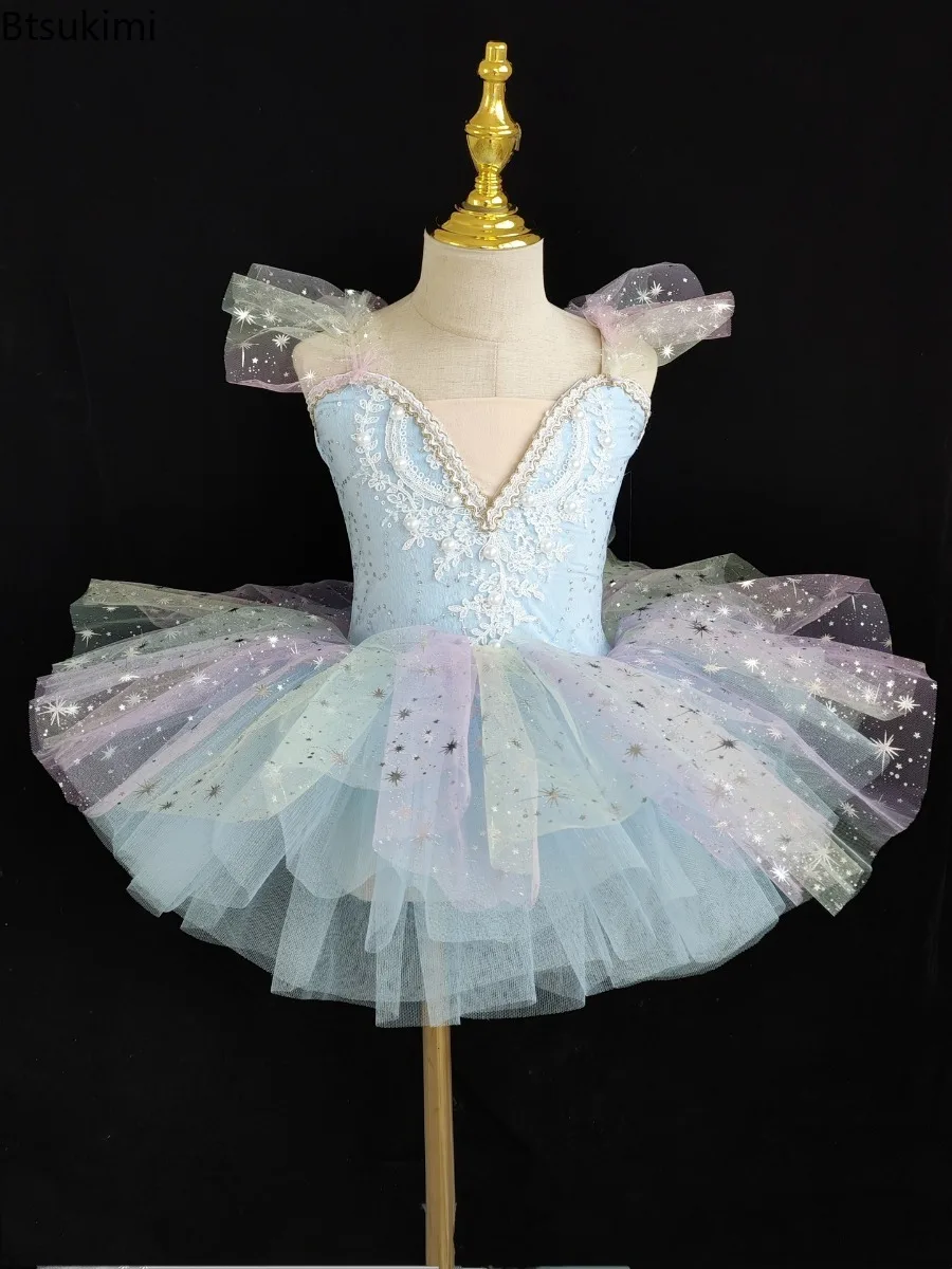 Summer New Ballet Dance Dress Girl Stage Tutu Girls Dresses Costume Baby Clothing Robe Fille Kids Outfit Vestidos Children's Day