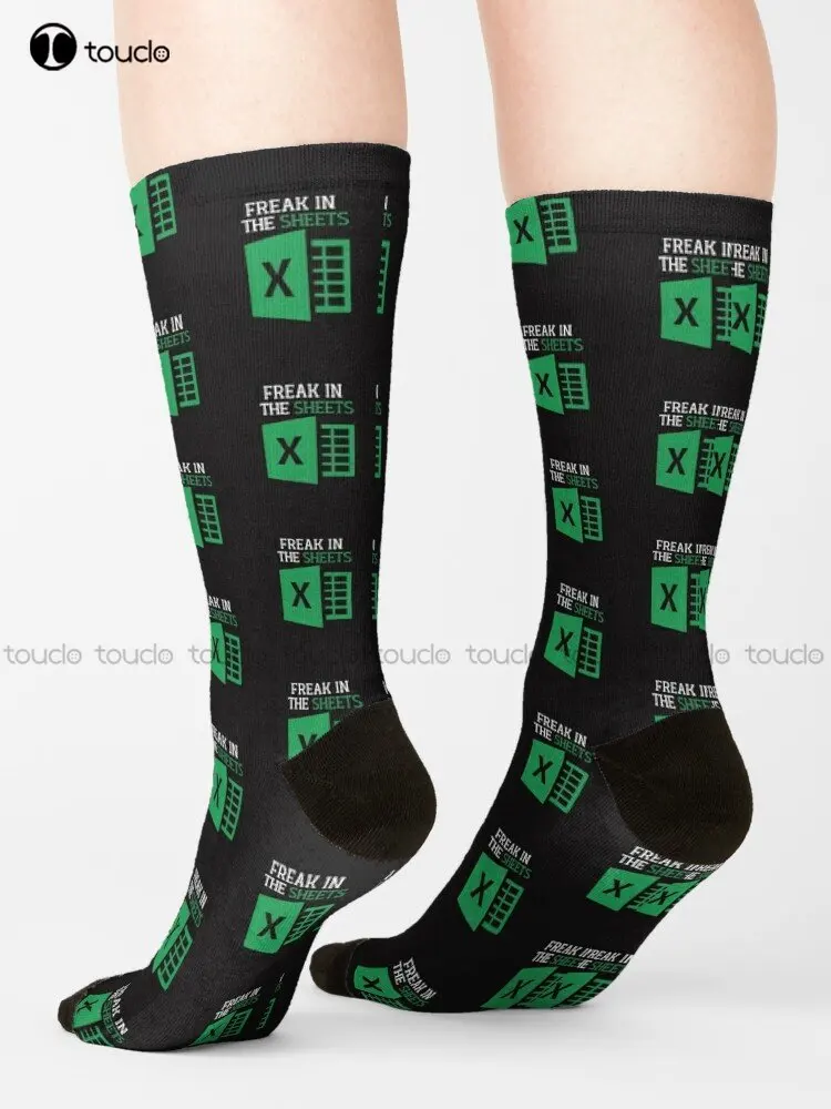 Freak In The Sheets Excel Socks Black Mens Socks Personalized Custom Unisex Adult Teen Youth Socks Custom Gift Streetwear