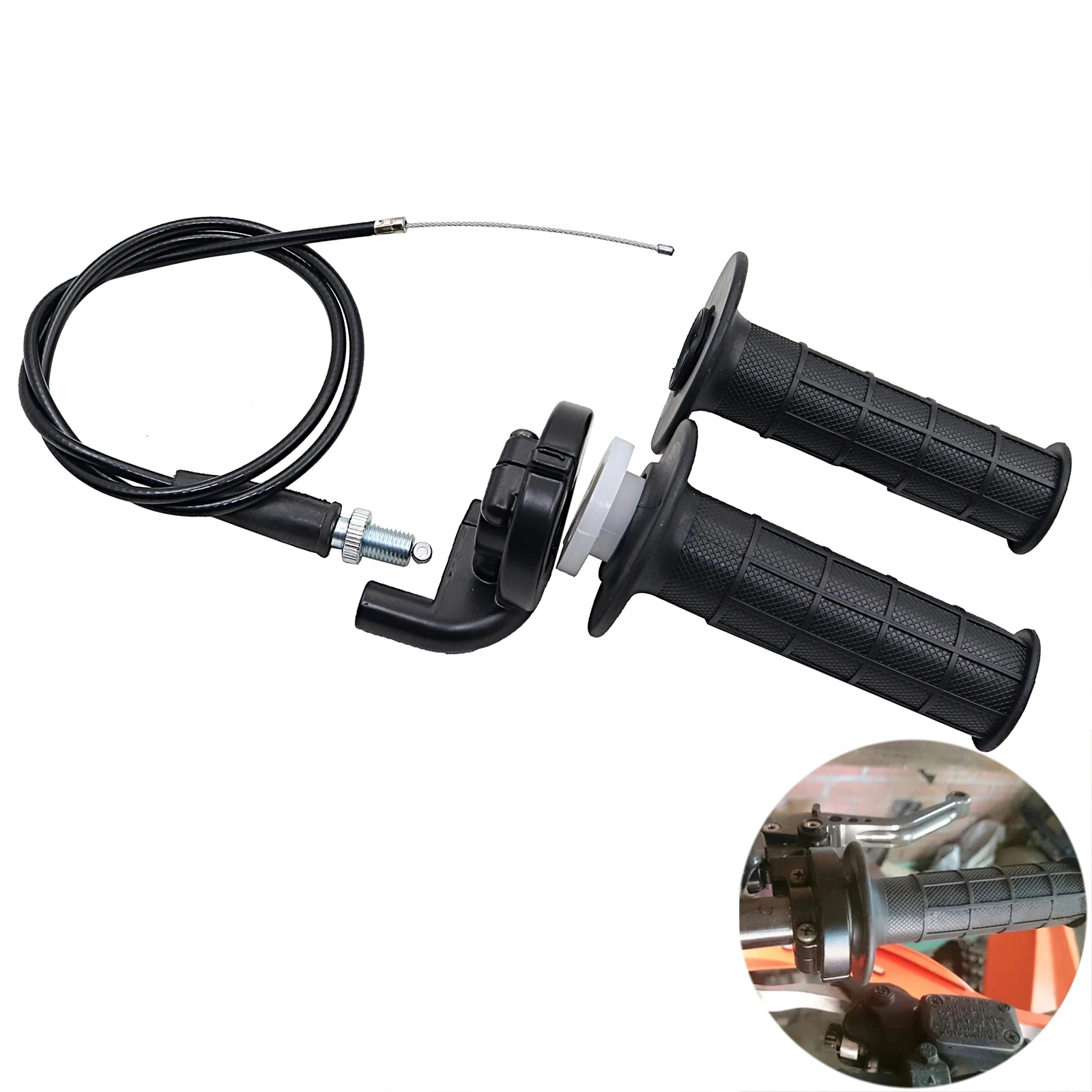 Puños de Motocicleta de 7/8" (22mm), Acelerador Universal, Juego de Puños y Cable para Manillar, Accesorios para Motocicleta y ATV