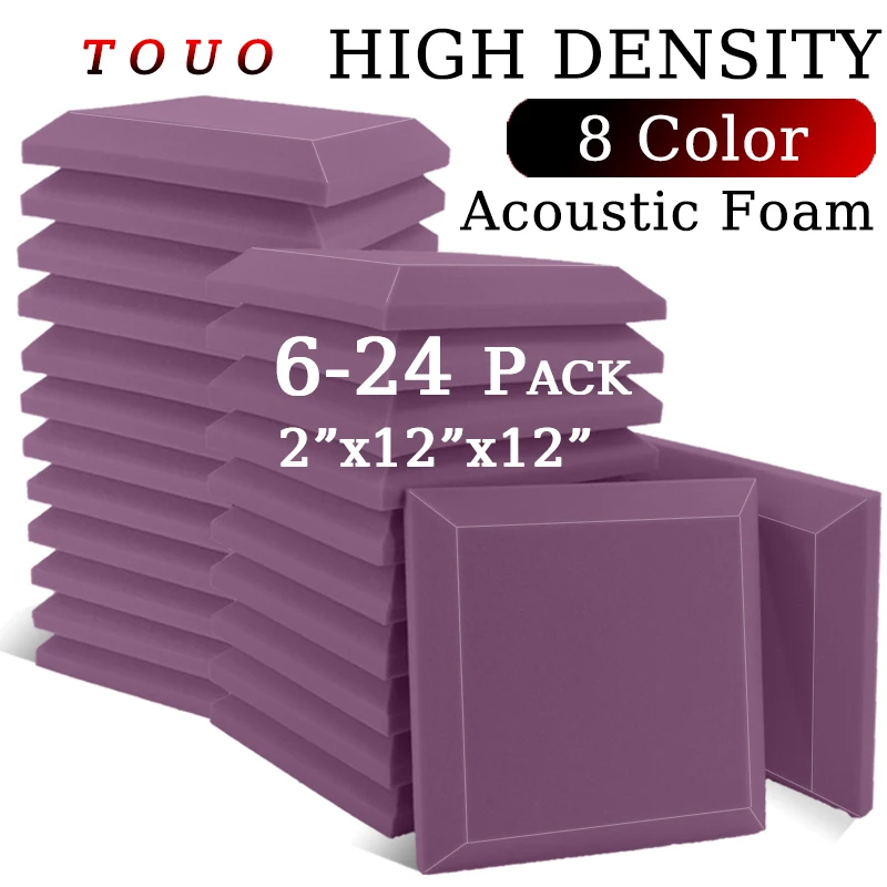 

TOUO 6/12/24pcs High Density Acoustic Foam Studio Acoustic Treatment Sound Foam Wall Soundproofing Home Sound Absorbing Material