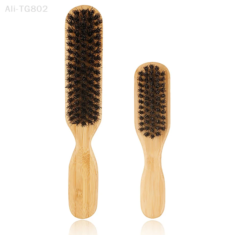 Wood Handle Boar Bristle Beard Brush Anti-Static Hairdressing Styling Comb for Men Barber Shaving Tools Hair Cleaning Brush