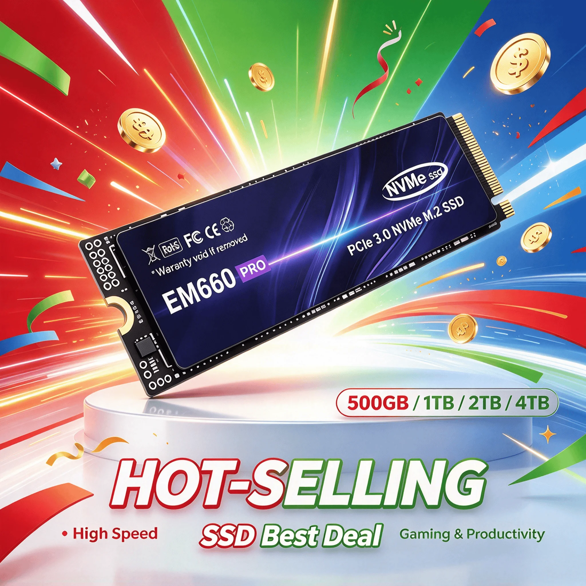 High Speed Pro EM660 M.2 NVMe SSD 500GB 1TB 2TB 4TB Internal Solid State Drive for Gaming Office PC Laptop 3500MBs