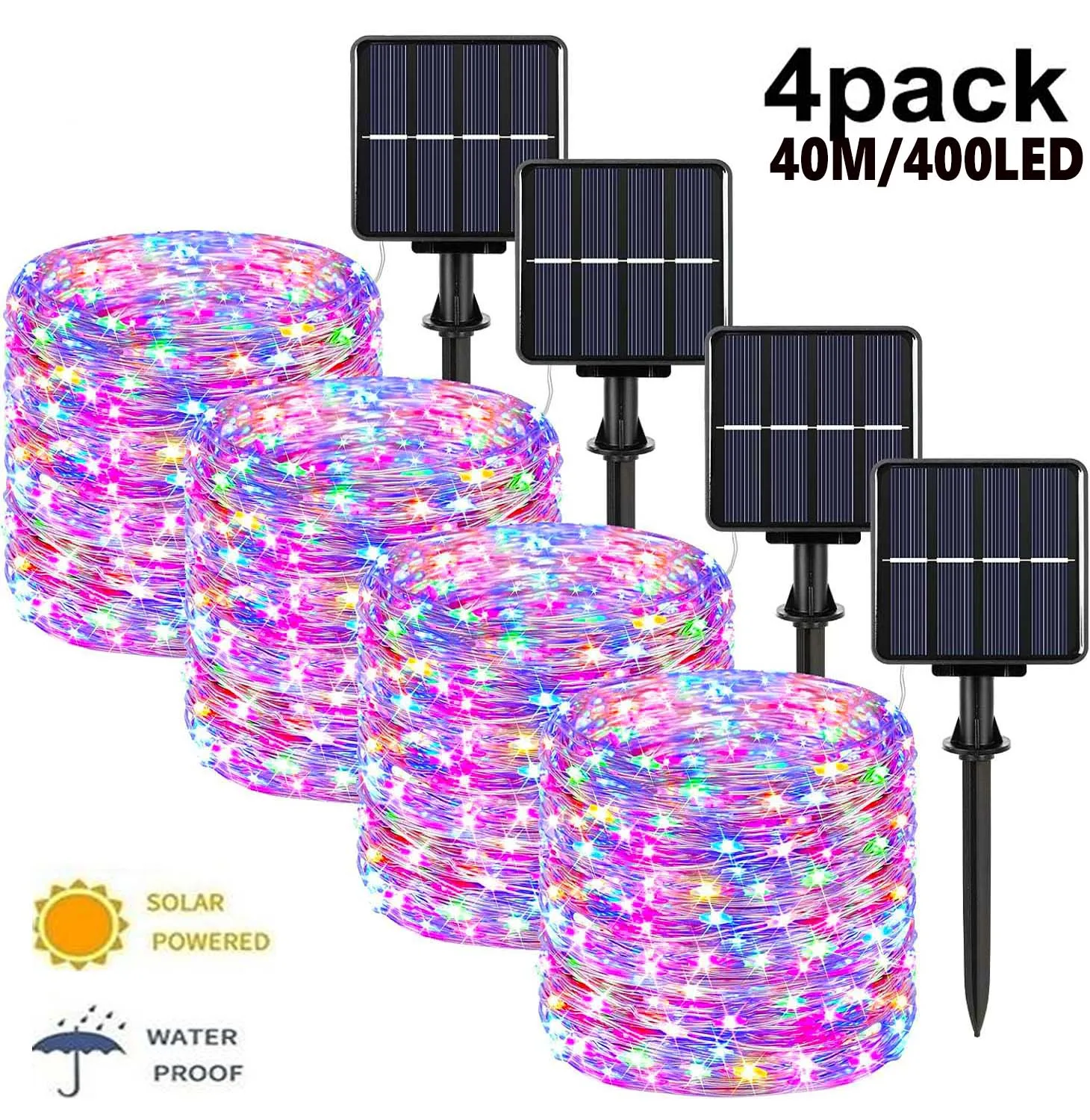 4er Pack Solar Stachel Licht wasserdicht 8 Modi Outdoor Lichterketten für Urlaub Weihnachts feier Lichterketten Garten dekoration