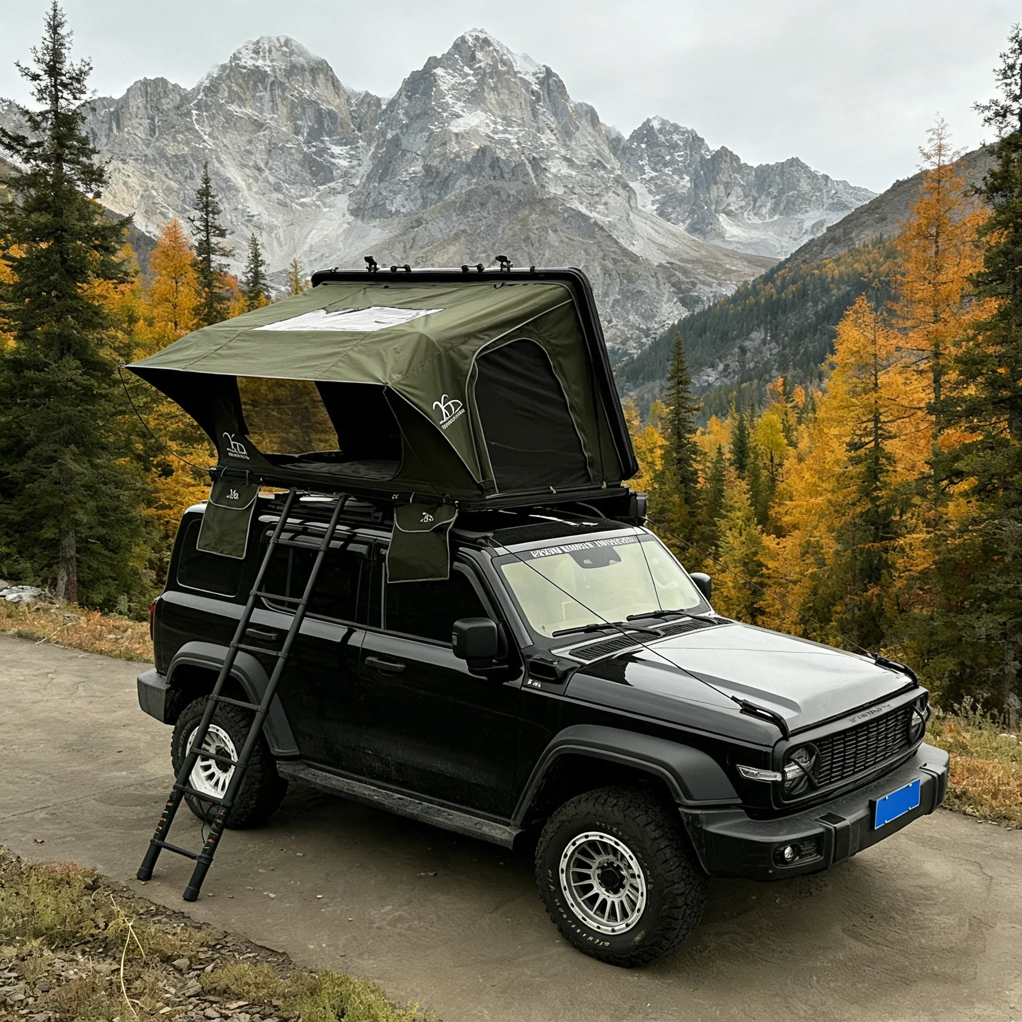 

2-местная складная палатка на крыше автомобиля «сделай сам» со встроенной лестницей, устойчивая к ультрафиолетовому излучению алюминиевая твердая оболочка, сверхпрочные водонепроницаемые молнии