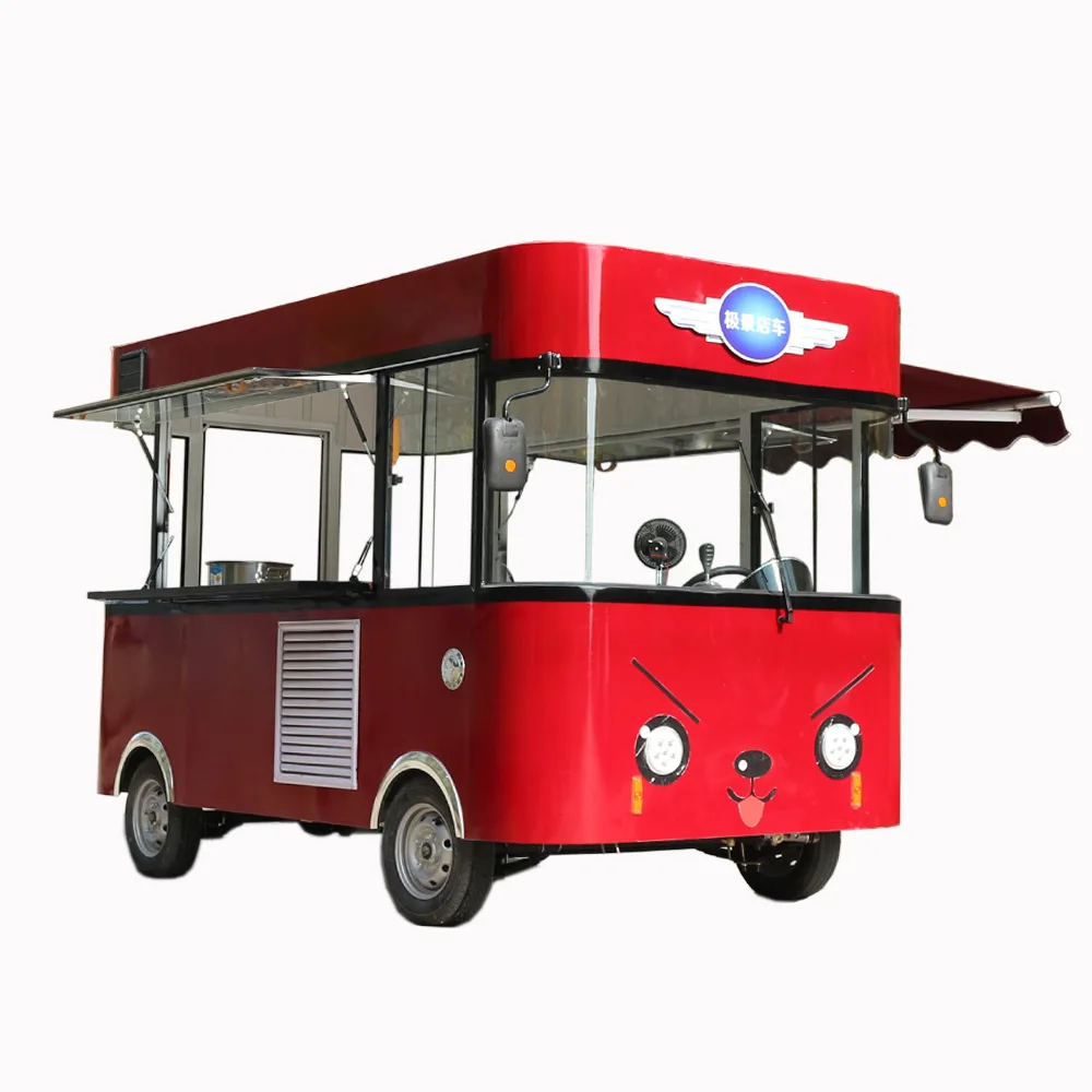 2023 Red 2023 food truck vending food bus electric food cart for sale from China