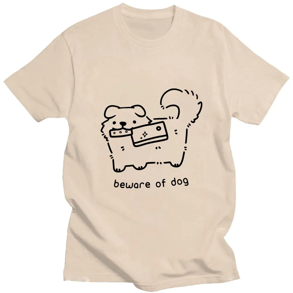 

Beware of Dog Cartoon Print T-shirt Cute Graphic T Shirts 100% Cotton Female/Male Clothing Streetwear Short Sleeve Casual Tshirt