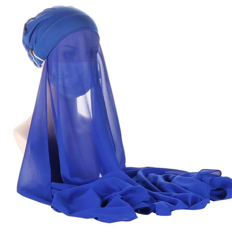 400A Шарф-хиджаб Шарф-шарф Tudung Хиджаб с прикрепленной кепкой Мусульманский шарф-хиджаб