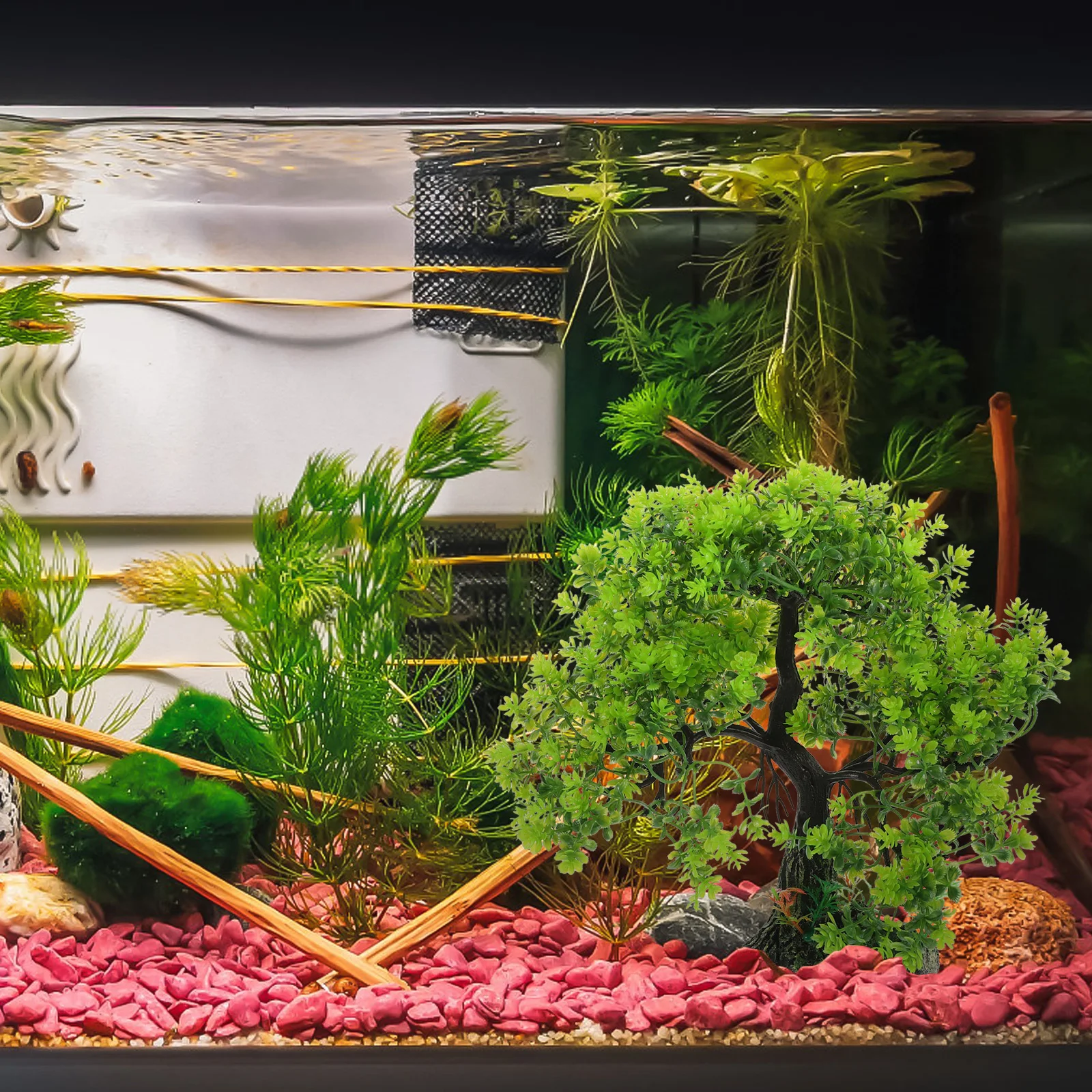 

Artificial Green Aquarium Tree Resin Craft Decoration Unique Fish Tank Landscape Ornament Fish Hiding Place Aquatic Decor