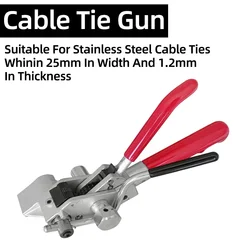 Stainless Steel Cable Tie Gun Fasten Tool for Crop Width 25mm Thickness 1.2mm Tighten Hand Tool Cutting Tension Multi-Purpose