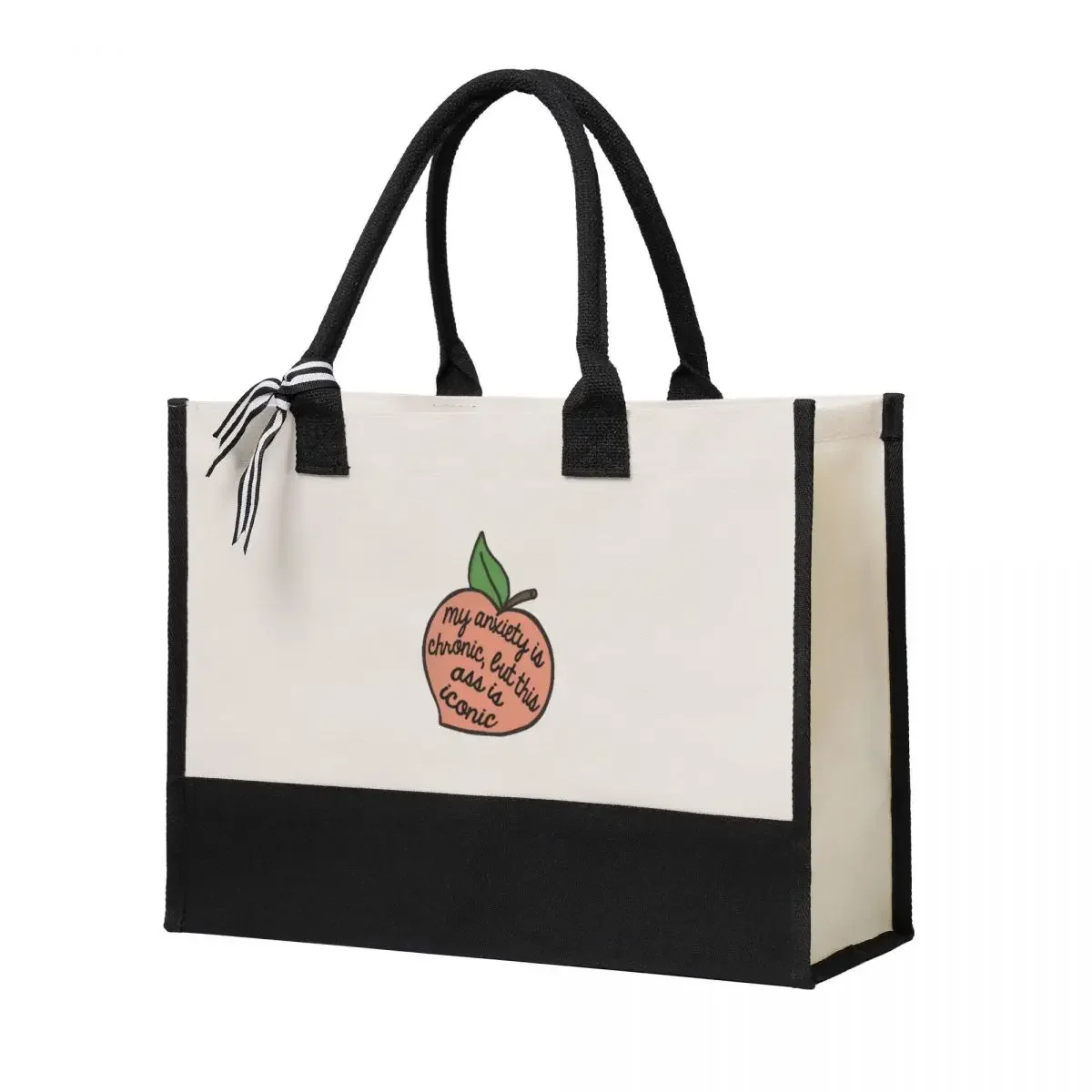 

Canvas Gift Shopping Bag Anxiety Peach Canvas Large Capacity Bag Customizable Quality Gifts