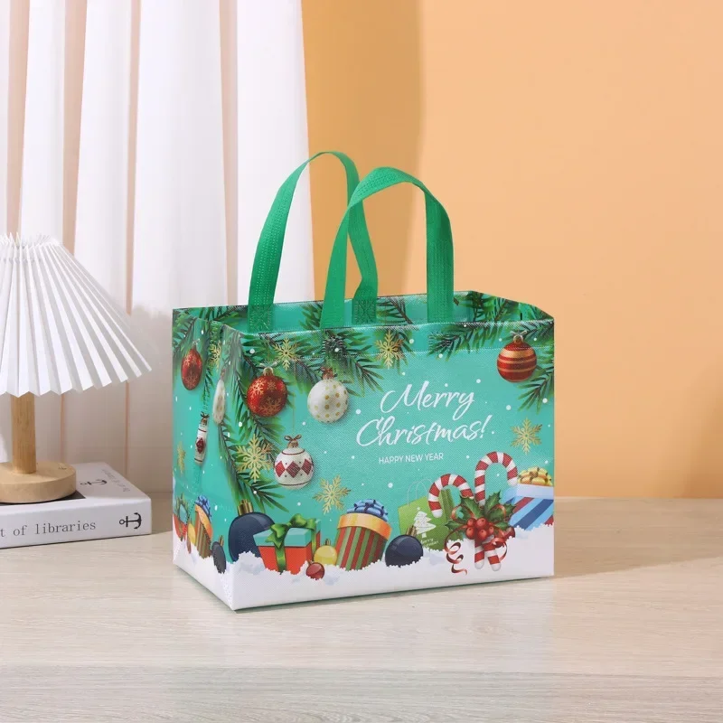 

New in Christmas Gift Bags Cartoon Cute Santa Elk Snowman Printing Non Woven Handbag Hot Pressing Party Supplies Ornaments