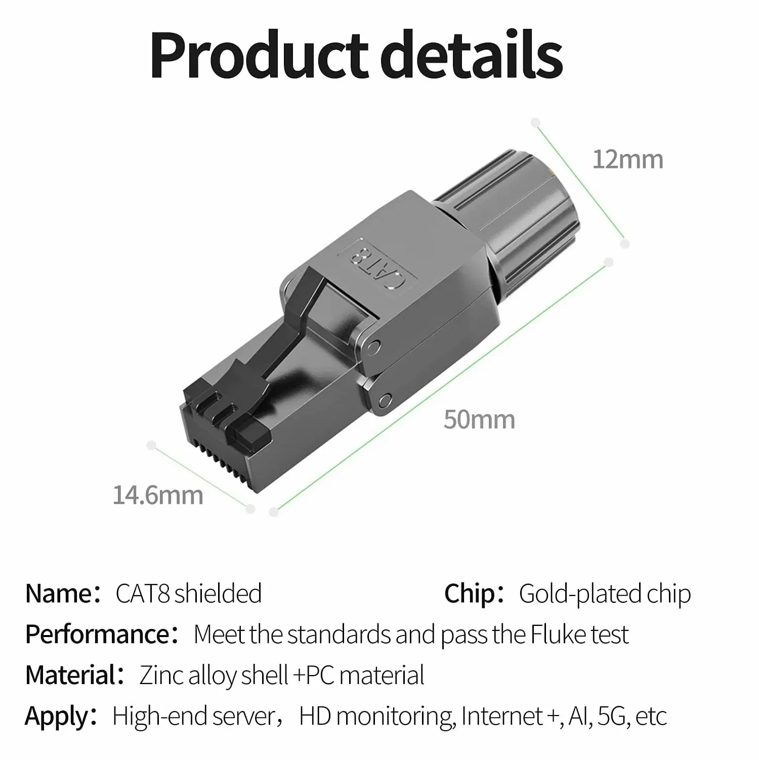 Imagem -05 - Woeow-conectores Ethernet Industriais Easy Jack Rj45 Blindado Plug de Terminação Modular sem Ferramentas Cat8 Cat7 Cat6a