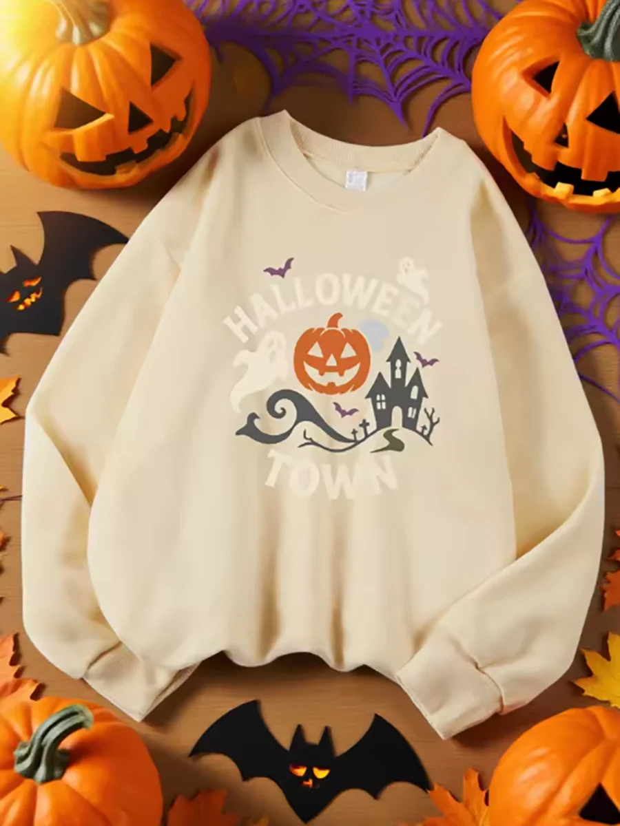 Bluza z okrągłym dekoltem, długi rękaw, nadrukowana, codzienna, ciepła, stylowa