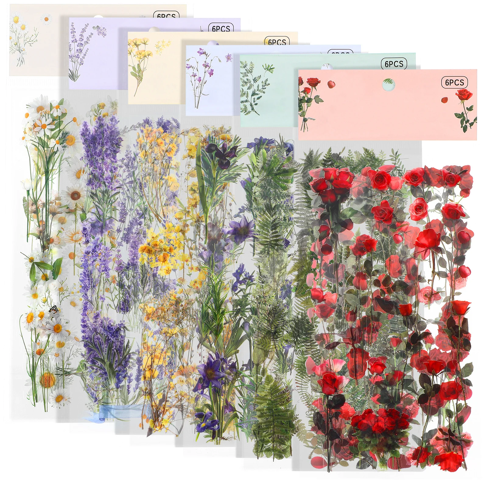 

1Set Handcrafted Transparent Flower Stickers Set Vintage Aesthetic Planner Decor for Scrapbooking Journals Notebooks Water