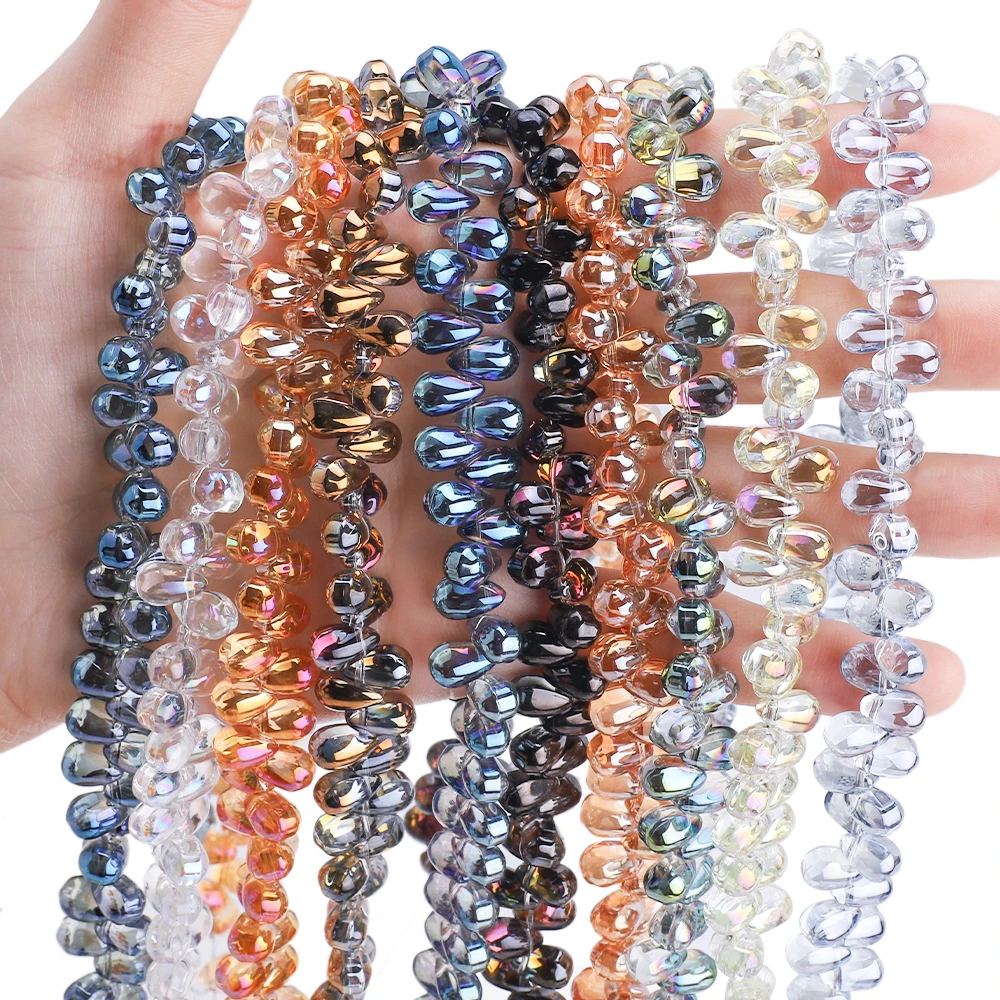 95Pcs/Lot 6x9mm Smooth Crystal Glass Teardrop Spacer Beads For Jewelry Making DIY Needlework Bracelet Earing Hairpin Accessories