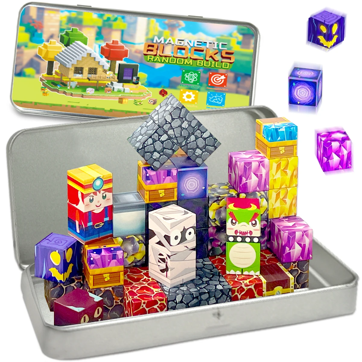 

35PCS Magnetic Building Blocks Toys STEM Educational Magnet Toys For Kids Boys Girls Birthday Gifts With Iron Box