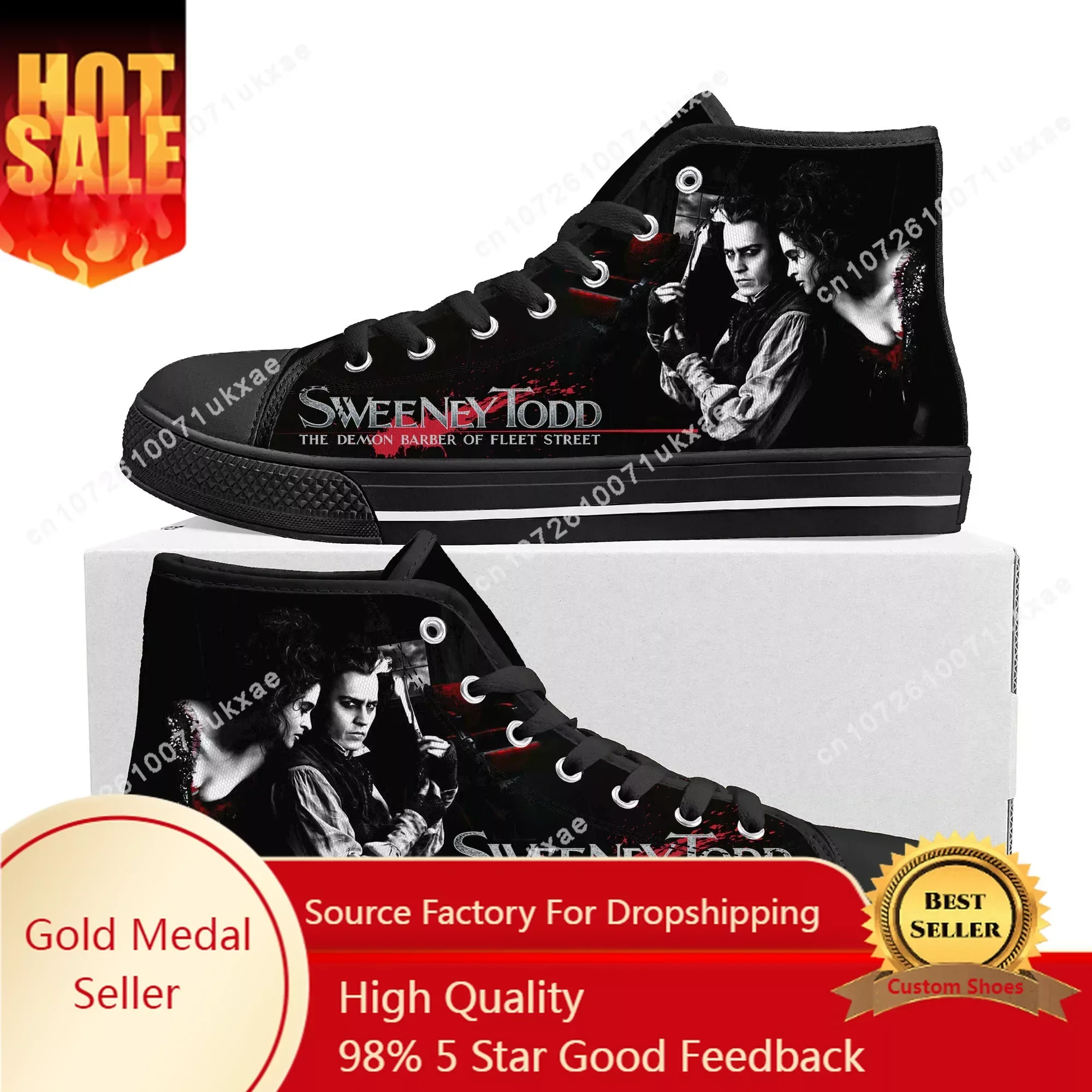 

Sweeney Todd The Demon Barber of Fleet Street High Top Sneakers Mens Womens Teenager Canvas Sneaker Casual Shoe Customize Shoes