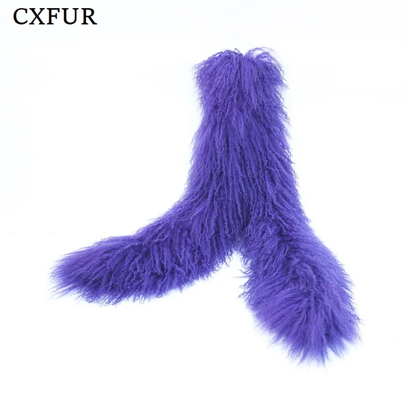 Double Sides Gorgeous Women Outfits Fashion Real Mongolian Lamb Fur Scarf CX-S-02U