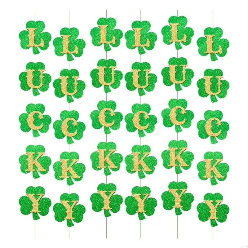 

Pack of 6 Paper Shamrock Hanging Decoration Elegant for Indoor Outdoors Use