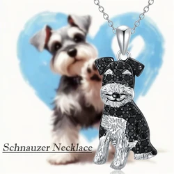 Creative Cute Schnauzer Pendant Necklace for Women Exquisite Pet Puppy Memorial Jewelry Accessories Dog Lovers Holiday Gifts