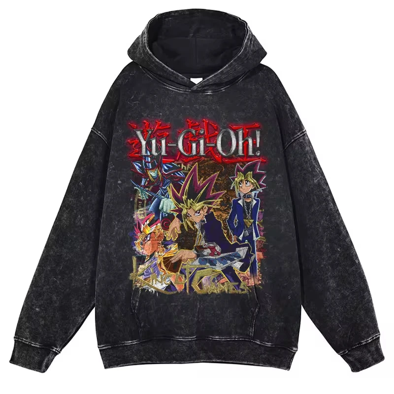 Anime Yu Gi Oh Hoodie Men Oversize Yugioh Hooded Sweatshirts Streetwear Pullover Hip Hop Retro Manga Yugi Muto Seto Kaiba Hoodie