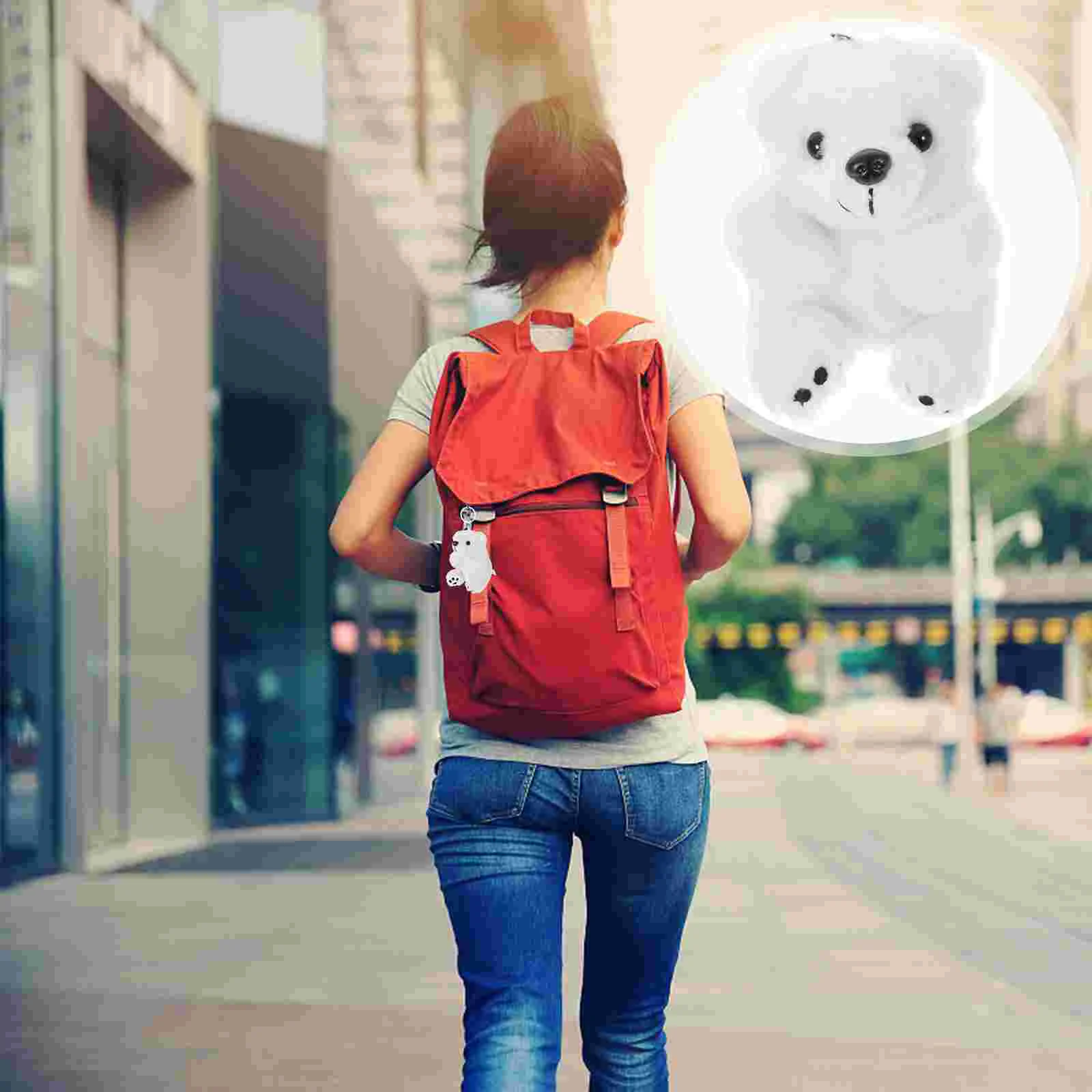 

Polar Animal Keyring Car Keychain Fluffy Hanging Decor Ornament Bear Pp Cotton Purse Pendants Baby