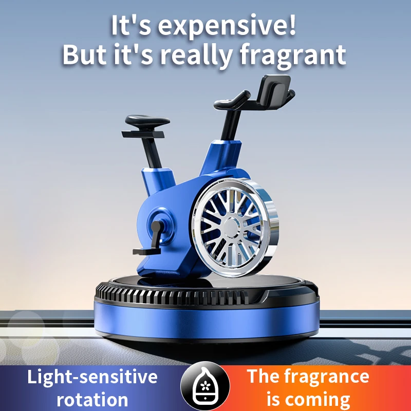 

Car aromatherapy 2025 new men's solar rotating creative dynamic bicycle high-end interior center console convenient installation
