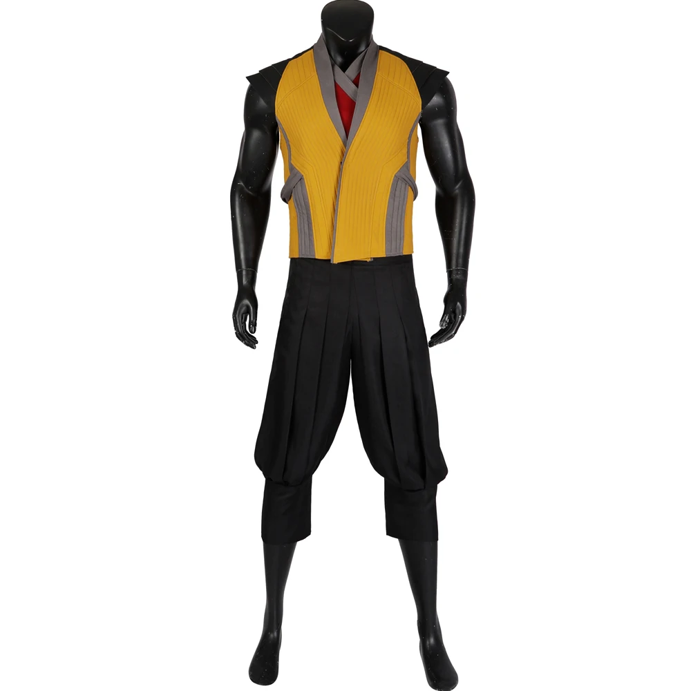 Adult Men Carnival Halloween Costume Kombat Game 1 Scorpion Cosplay Complete Yellow Outfit With Mask