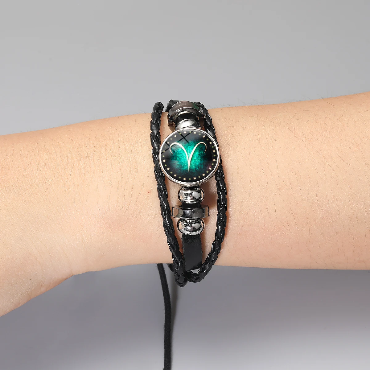 12 كوكبة زودياك تسجيل سحر مضيئة أساور الرجال النساء خمر متعدد الطبقات التفاف الجلود سوار والإسورة هدية عيد ميلاد #6