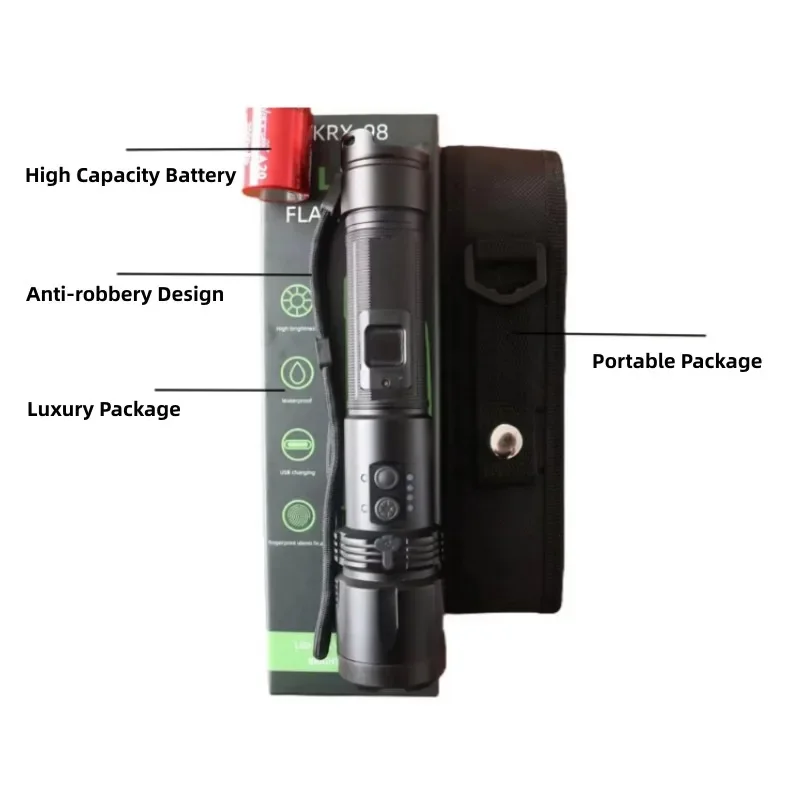 Wholesale high lumen handheld electric shock self defense flashlight led recharge tactical flashlight