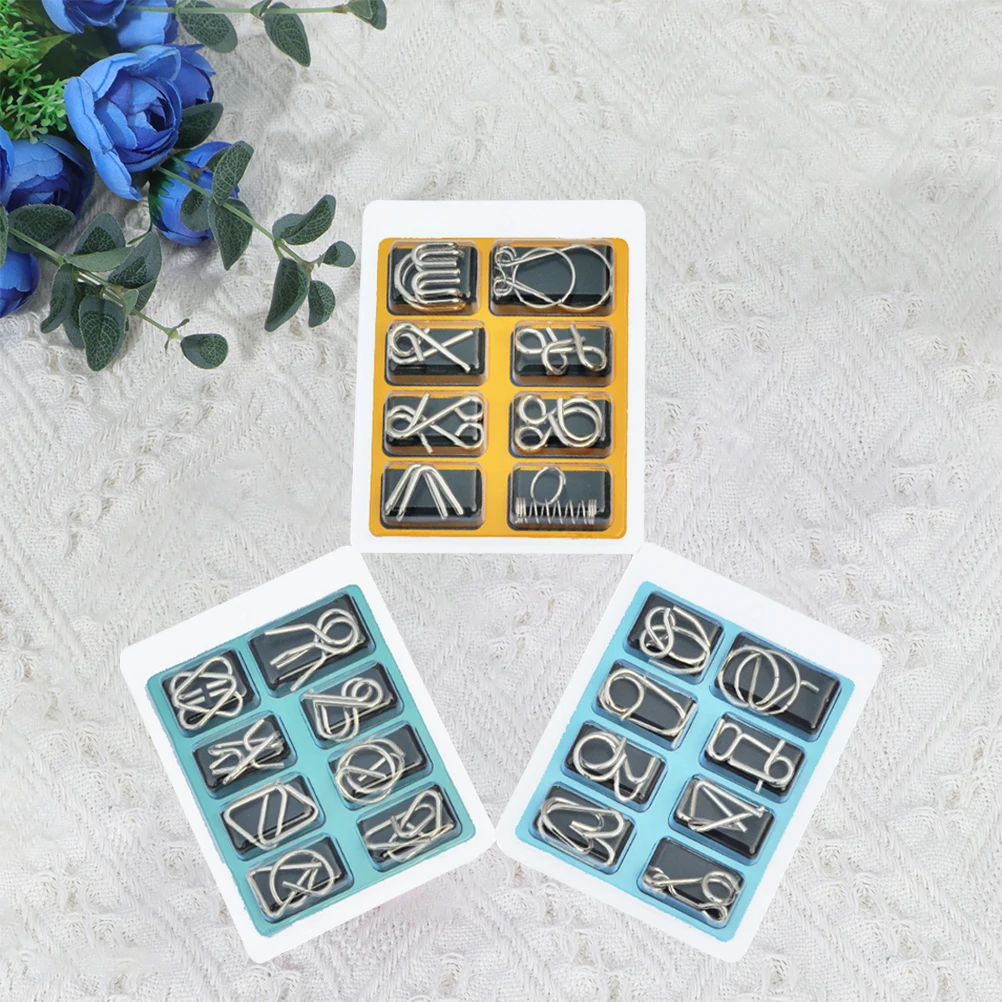 24-delig IQ-testspeelgoed Brain Teaser Metaaldraadpuzzels Trucspeelgoed Metalen IQ-puzzel Bordspel voor kinderen, volwassenen