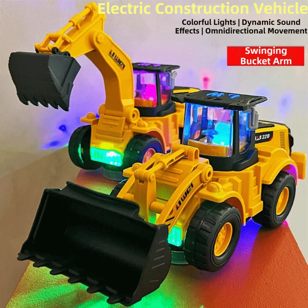 

Красочный музыкальный электрический экскаватор, игрушка, универсальные колеса, детские кишки, электрический бульдозер, игрушка, световые эффекты, игрушка-пульдозер
